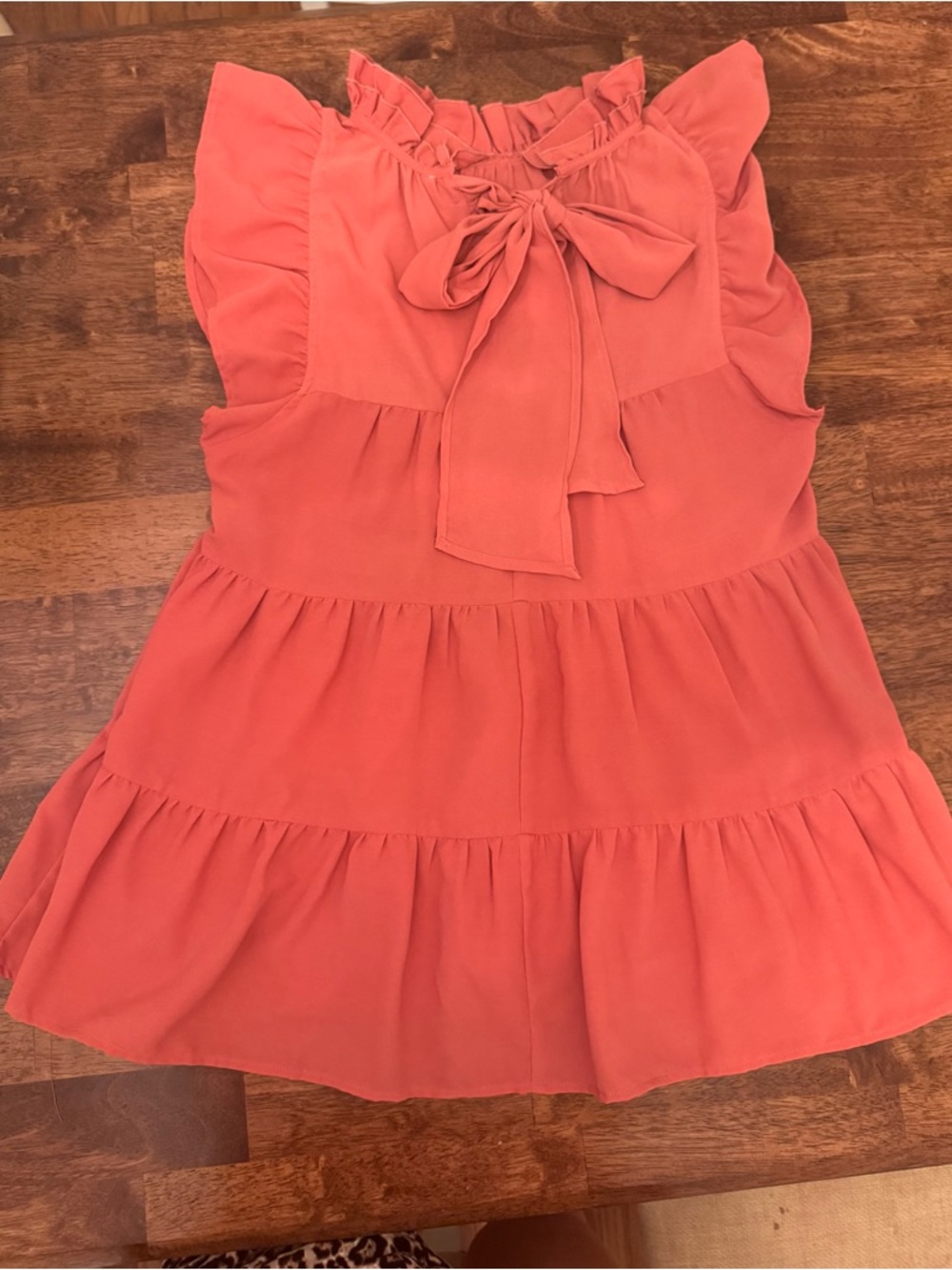 Entro Rust-Tone Ruffled Tiered Flutter-Sleeve Tunic - Picture 3 of 3